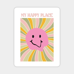 My happy place pink smiley Magnet