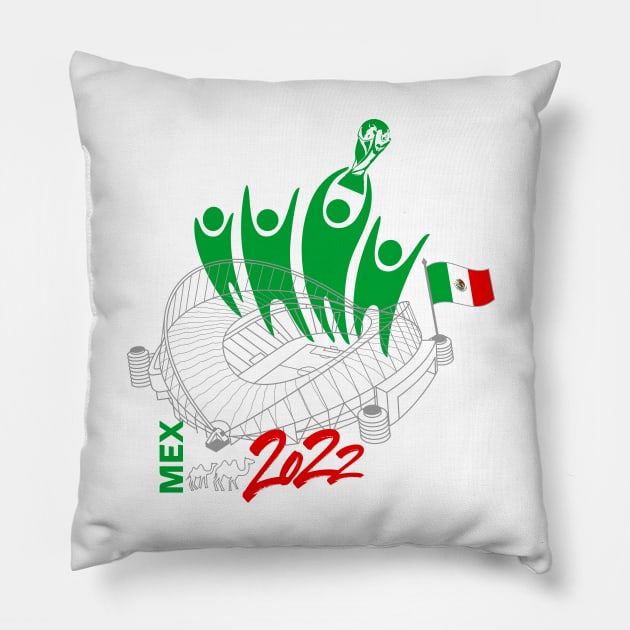 Mexico World Cup Soccer 2022 Pillow by DesignOfNations