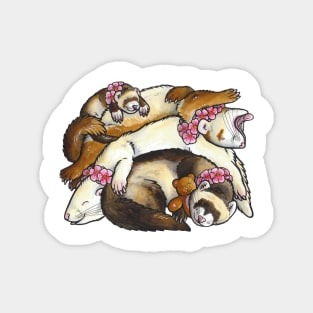 Sleeping pile of ferrets Magnet