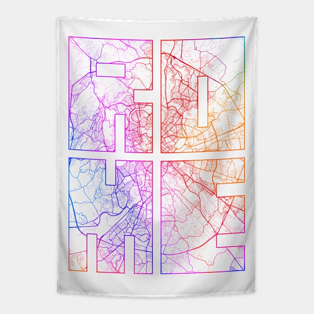 Rome, Italy City Map Typography - Colorful Tapestry by deMAP Studio