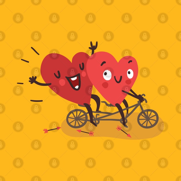 Two happy hearts biking by Animatarka