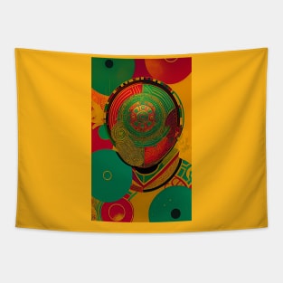 Abstract Mask Red Gold Green Tapestry