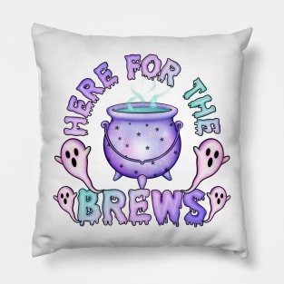 Here for the brews pastel goth cauldron Pillow