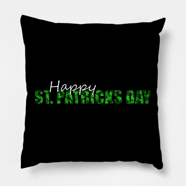 Happy St. Patricks Day Shamrock Camouflage Pillow by Moon Lit Fox