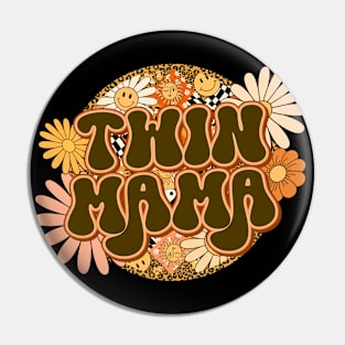 Twin Mama Retro Groovy Floral Leopard Pin