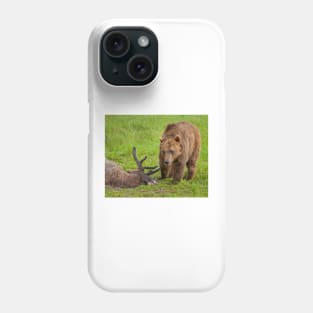 Grizzly Inspecting Elk Phone Case