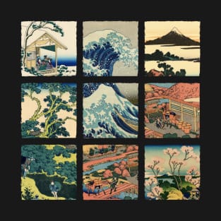 Ukiyo-e Collage: Katsushika Hokusai T-Shirt