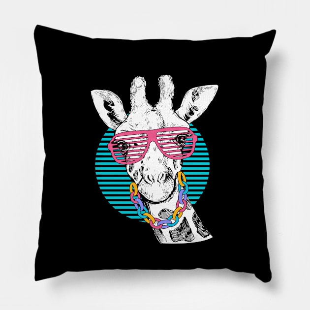 Cool retro Zebra With Glasses Pillow by CreativeDesignsx