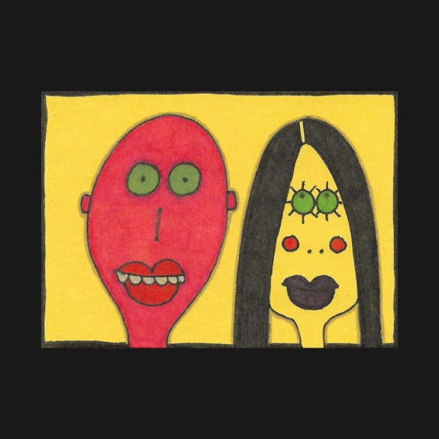 Couple Portrait on Yellow by JaySnellingArt