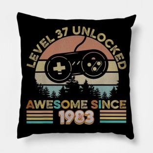 37th Birthday Level 37 Unlocked Born In 1983 Gift Pillow