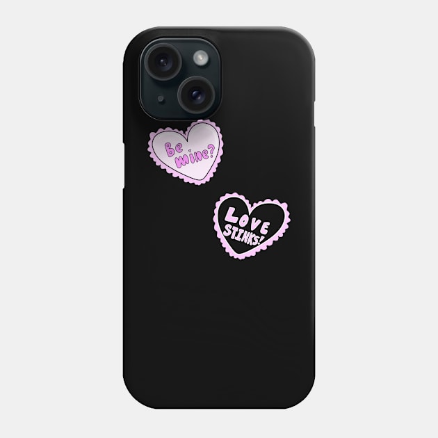 Be Mine and Love Stinks Contrast Heart Valentines, made by EndlessEmporium Phone Case by EndlessEmporium