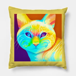 Cat Portrait with Gradient Color Design Pillow