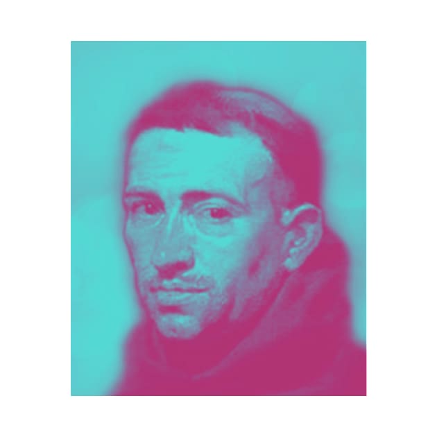 William of Ockham Pink Vintage Portrait | William of Ockham Artwork 14 by JustLit