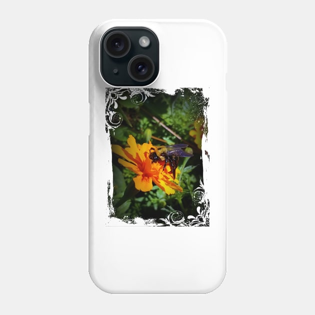 Bumblebee On Orange Marigold Flower Phone Case by PhotoArts