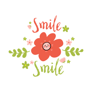 Smiling and happy flowers in graphic pattern T-Shirt