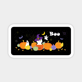 Halloween Cute Cat in Witch Hat Magnet