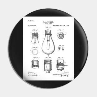 Edison Lamp Patent - New Homeowner Housewarming Decor Art - White Pin