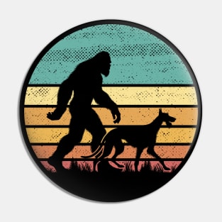 Bigfoot Walking An Irish Wolfhound Dog Vintage Hiking Outdoor Pin