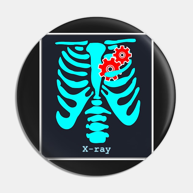 Steam punk heart X-ray Pin by Redmanrooster