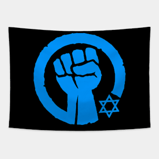 I stand with Israel - Solidarity Fist (bright blue on black) Tapestry