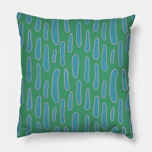 Modern blue stripes on green background Pillow