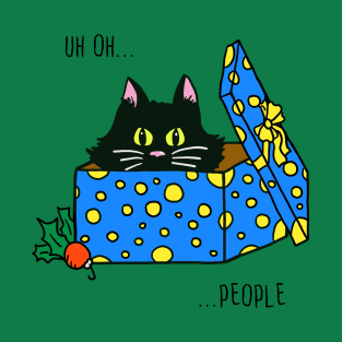 Scared Cat Hiding in a Present Box T-Shirt