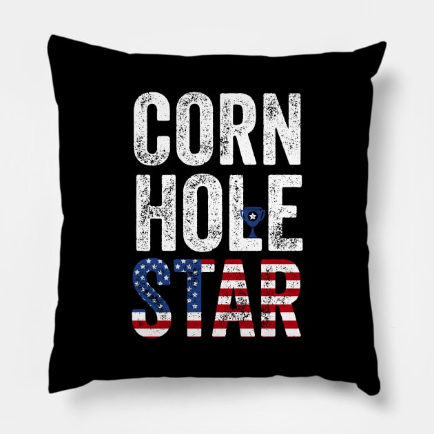 Cornhole Star Funny Toss Bean Bag Game USA flag Cornhole Pillow by Happy Lime