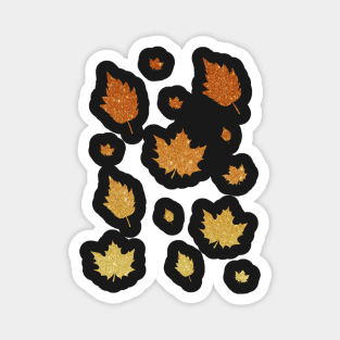 Orange Ombre Faux Glitter Autumn Fall Leaves Magnet