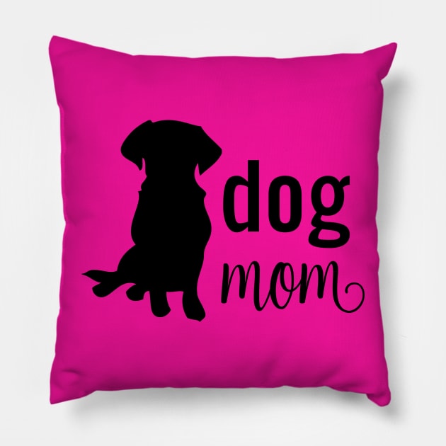 Dog Mom Silhouette Black Pillow by erinmizedesigns