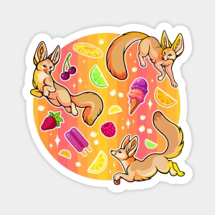 Fruity Fennecs - Summer Fennec Foxes with Ice Cream and Fruit Magnet