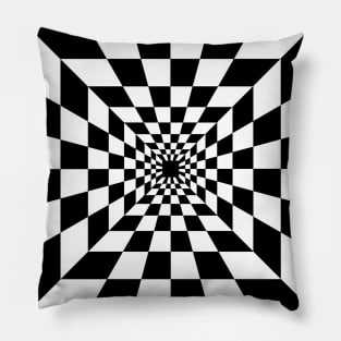 Psychedelic tunnel. Optical illusion. Black and white. Pillow