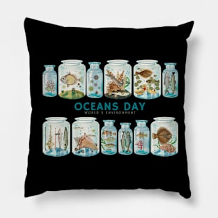 Keep an Oceans into a Bottle Oceans Day Pillow