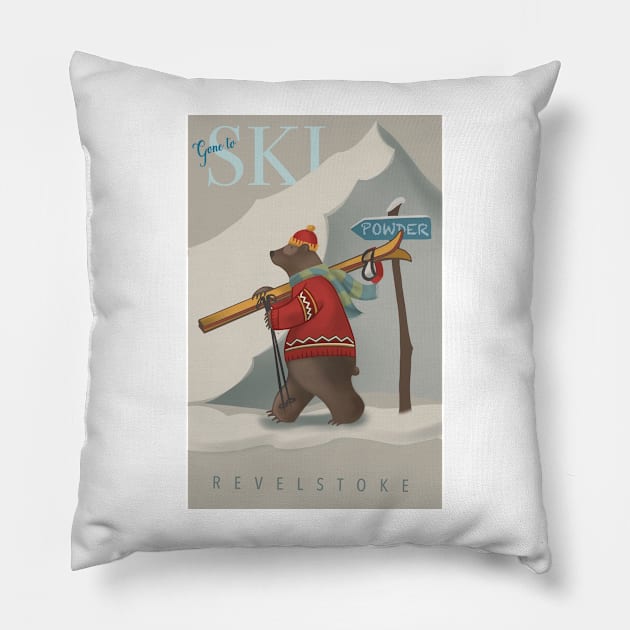 Ski bear illustration Pillow by SFDesignstudio