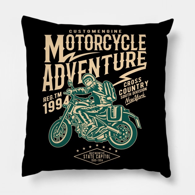 Motorcycle Adventure Pillow by RaptureMerch