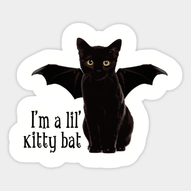 Lil Kitty Bat Halloween Cat Design Sticker Teepublic Uk