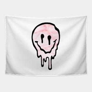 Pink Marble Drippy Smiley Face Tapestry