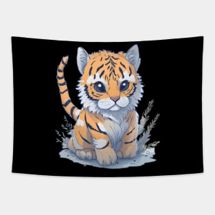 watercolor big cat tiger sticker Tapestry