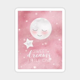 Pink Moon And Stars Magnet