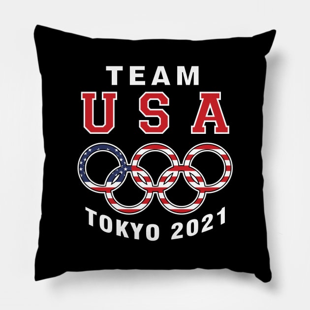 Team USA T-Shirt - Tokyo Olympics 2021 - Tokyo   Olympics 2021 Team USA Pillow by stonefruit