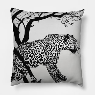 Leopard Shadow Silhouette Anime Style Collection No. 183 Pillow