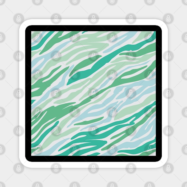 green zebra stripes Pattern Magnet by Aekasit weawdee