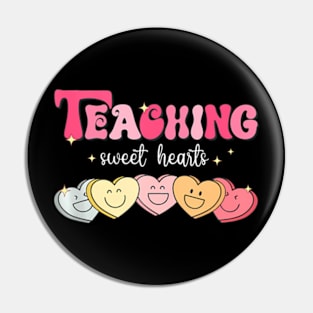 Teaching Sweethearts Retro Groovy 70S Hearts Valentines Day Pin