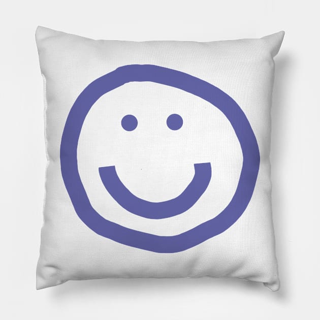 Very Peri Periwinkle Blue Line Minimal Smiley Face Color of the Year 2022 Pillow by ellenhenryart