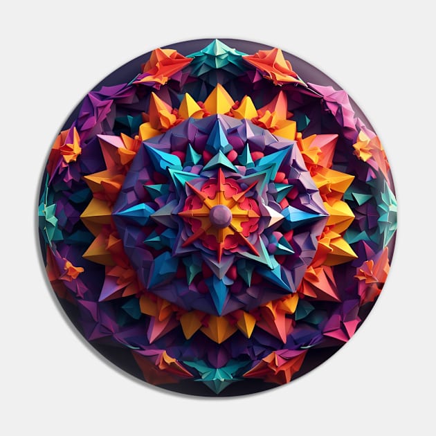 Colorful Mandala Origami Art Pin by SmartPufferFish