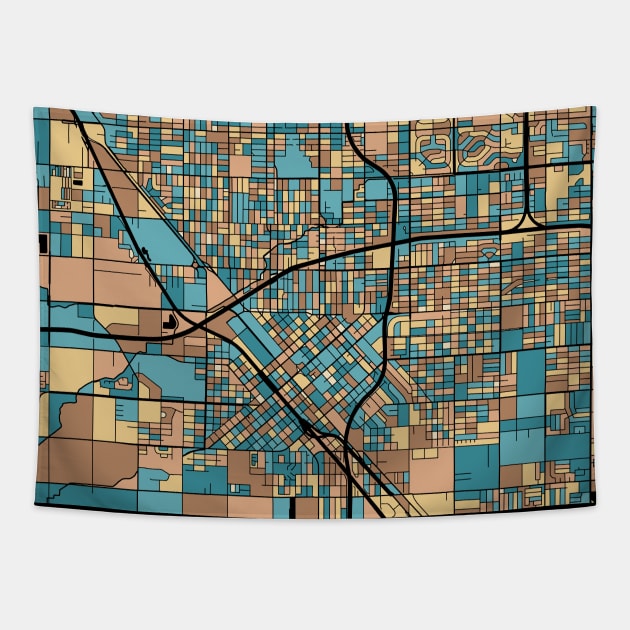 Fresno Map Pattern in Mid Century Pastel Tapestry by PatternMaps