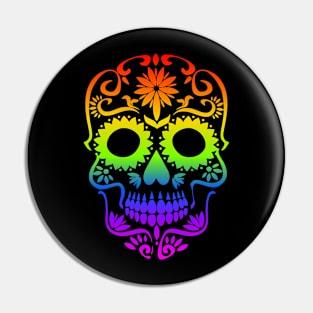 Rainbow Sugar Skull Halloween Day of The Dead Dia de Muertos Pin