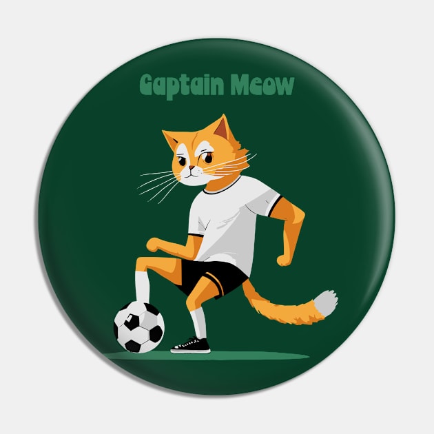 Captain meow - Cat playing football Pin by Adzaki