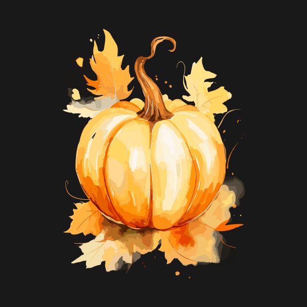 Fall Pumpkin Watercolor Art by ArtVault23