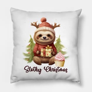 Slothy Christmas Pillow