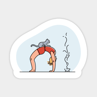 YOGA WITH CAT ILLUSTRATION Magnet